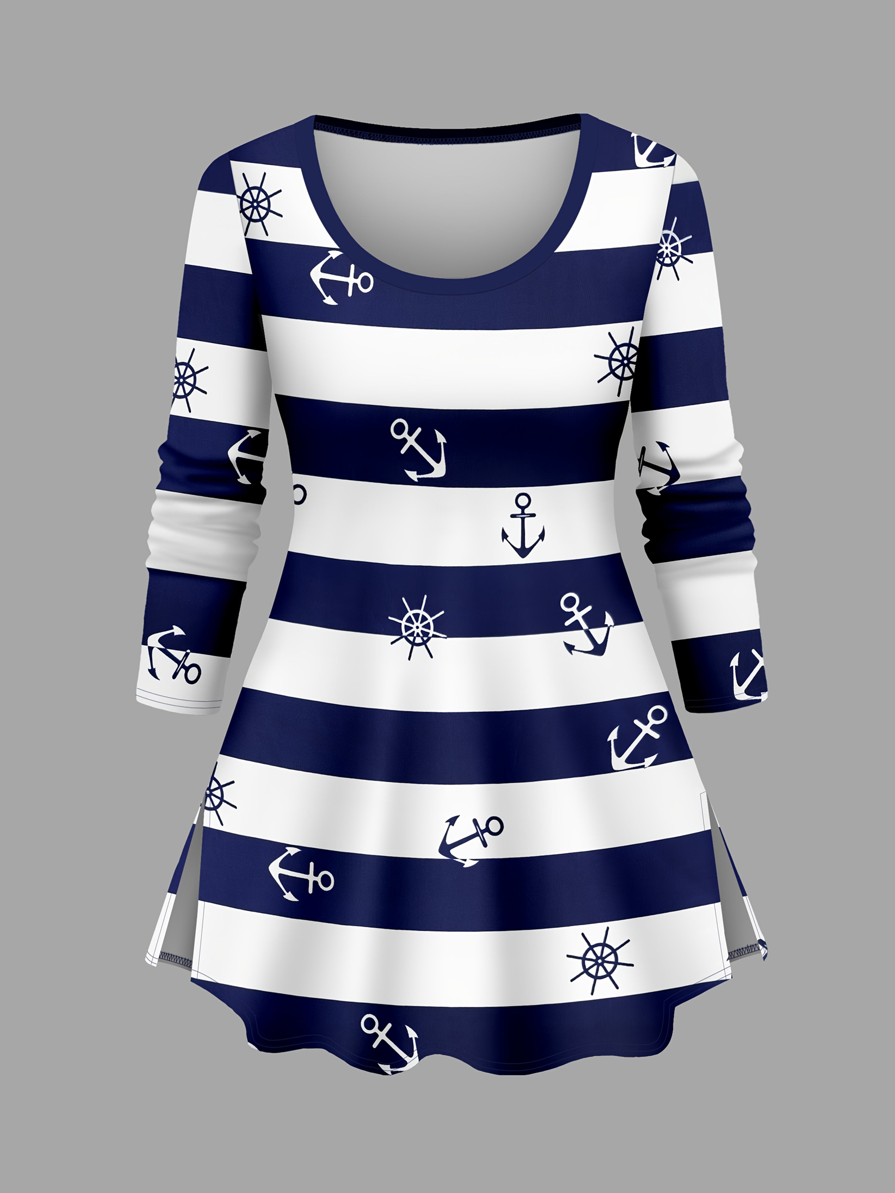 Women's 2pcs Navy Striped Sailor Suit
