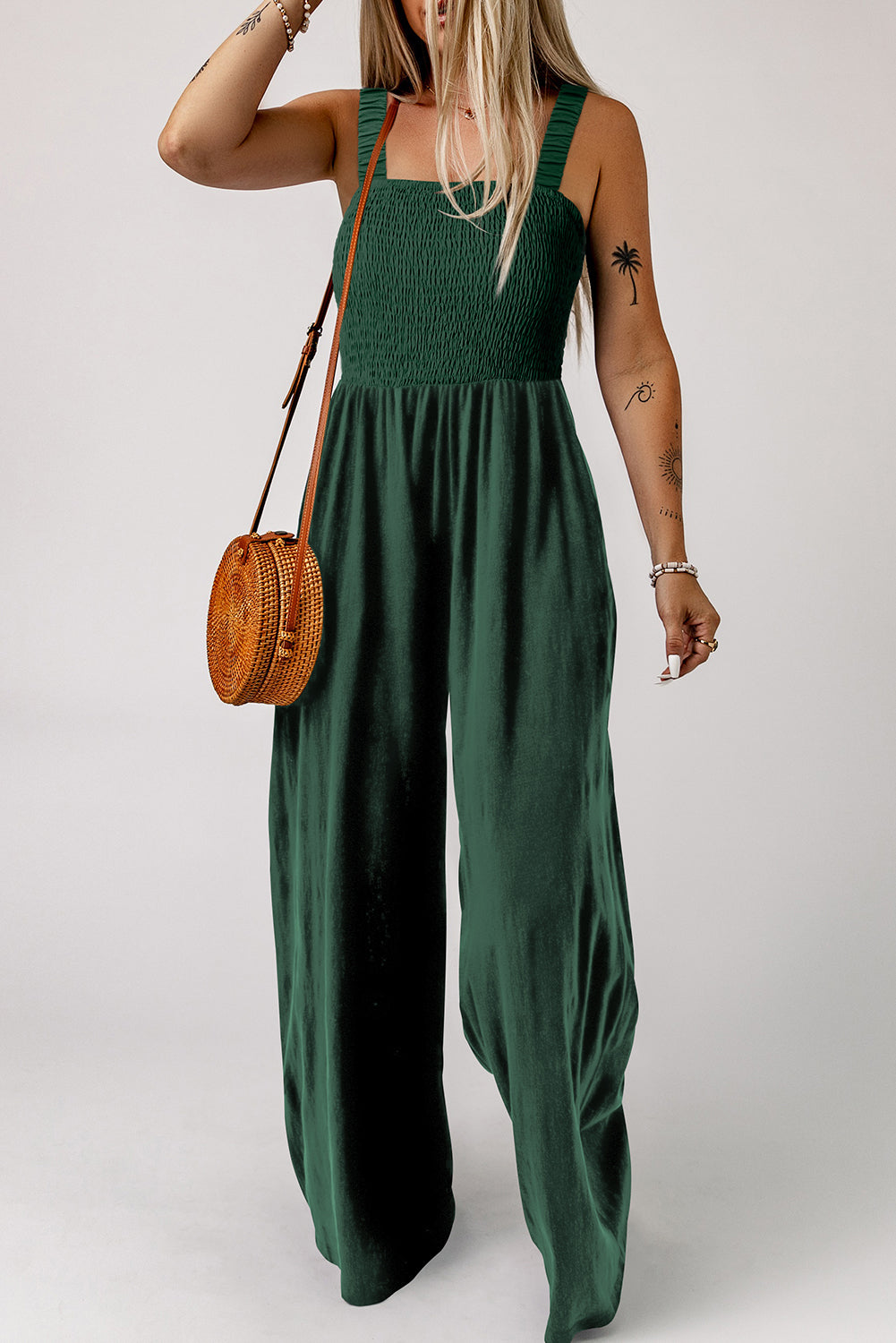 Peasant Style Long & Sleeveless Wide Leg Jumpsuits