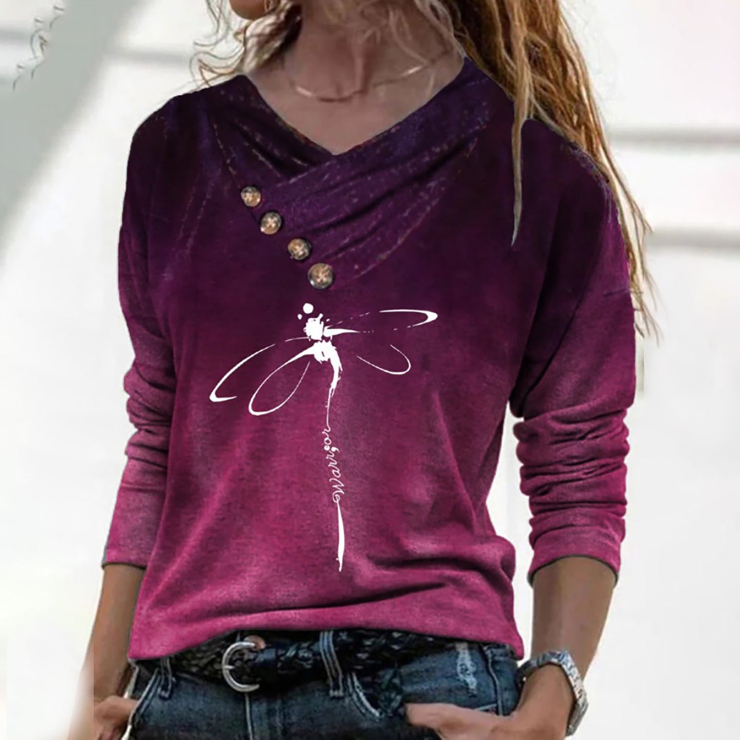 Geo V-Neck Pullover Winter Top