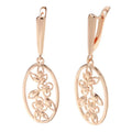 French Retro Hollow Oval Flower Earrings H0561 Rose Gold Bazaare Mart Hollow Gold Oval Floral Dangle Earrings