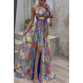 One-shoulder Long-sleeved Maxi Dress Blue CJ Dropshipping Single Long Sleeve Wrap Around Maxi Dres