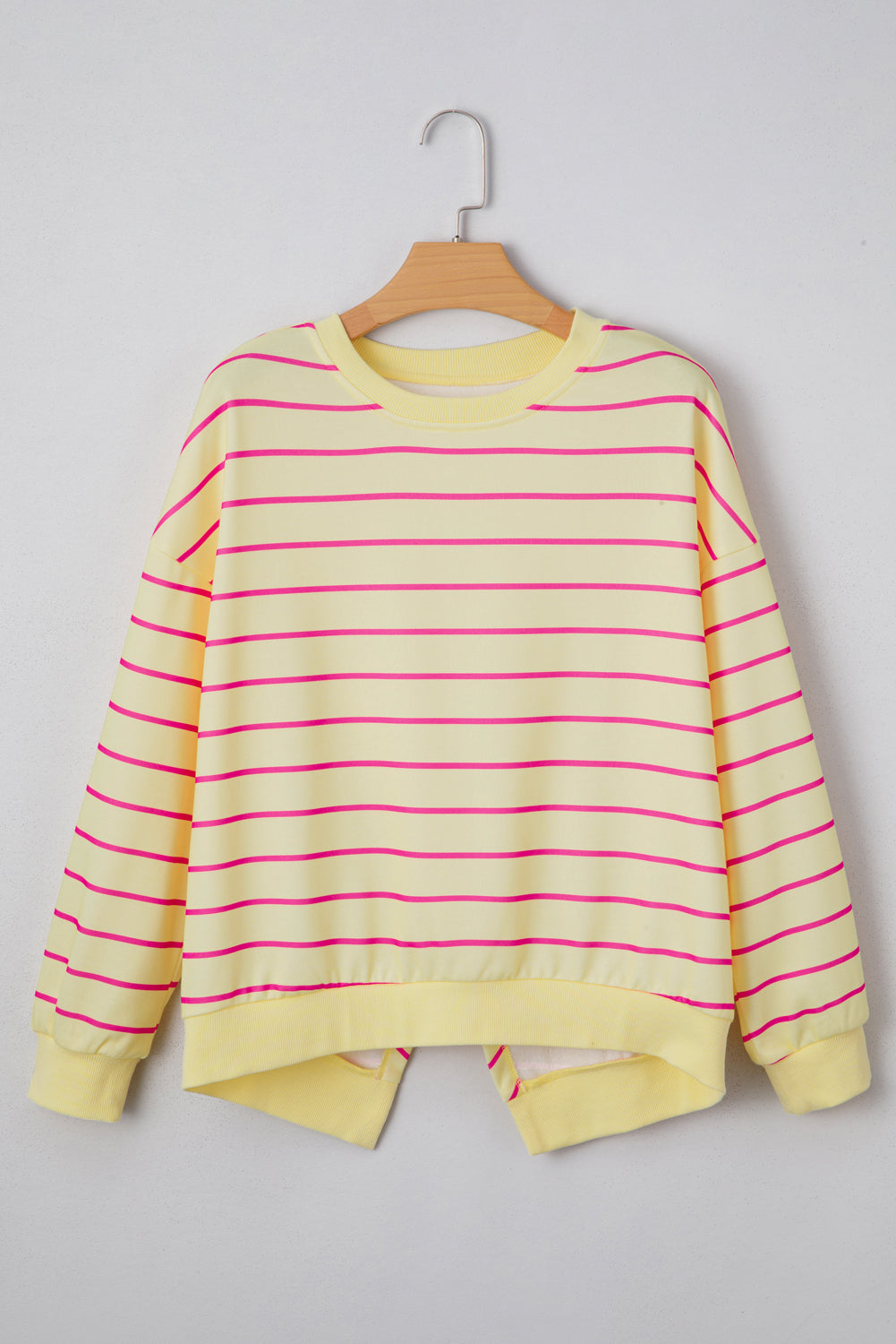 Yellow & Pink Striped Back Overlap Detail Sweatshirt