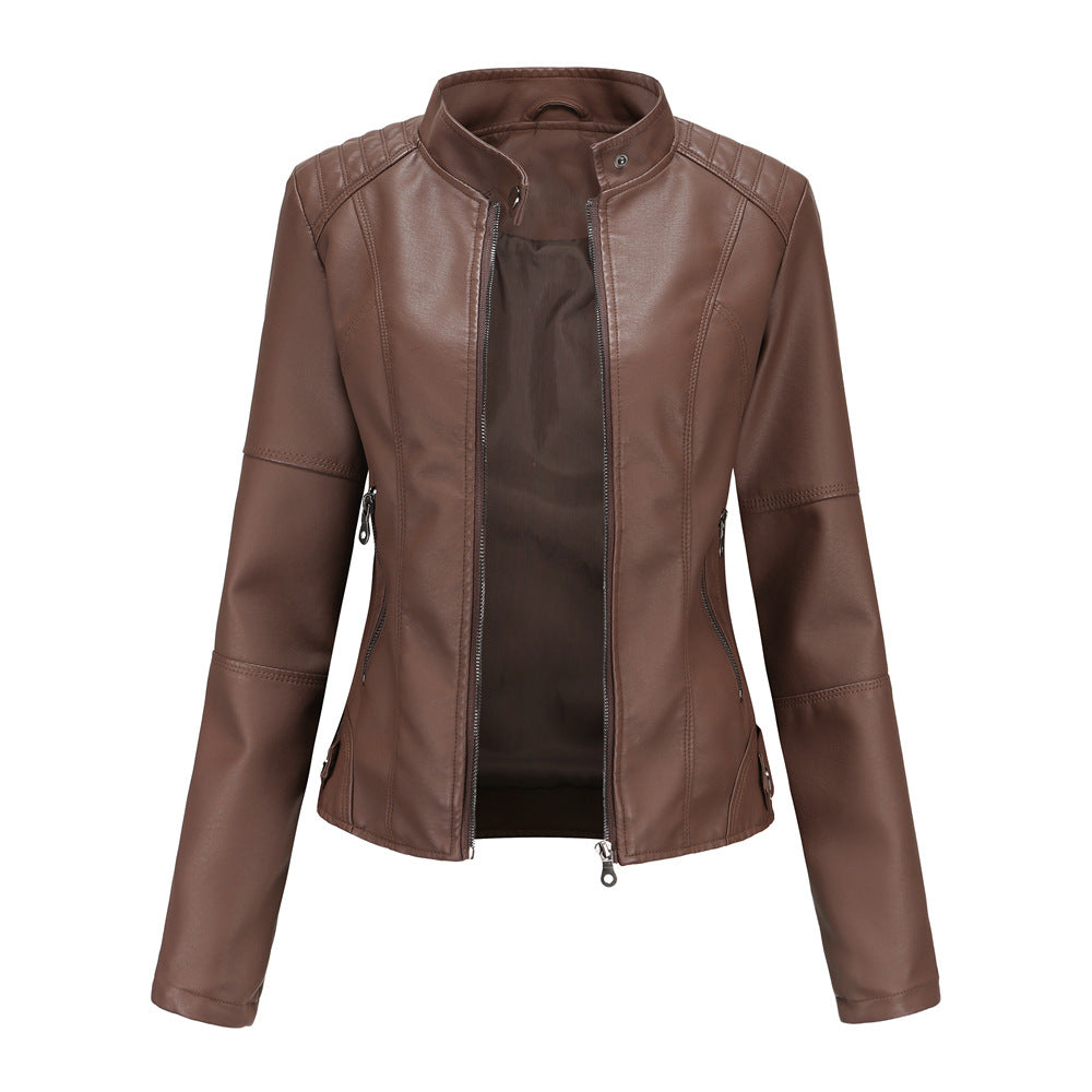 Ladies Biker Faux Leather Jacket