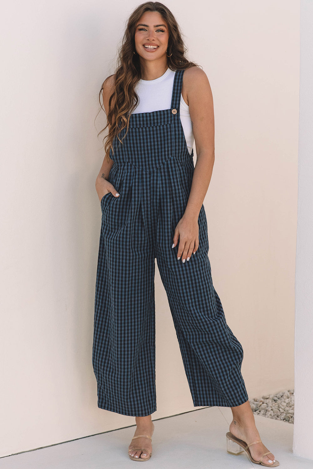 Blue Plaid Overalls