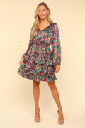 Haptics V-Neck Satin Floral Layered Dress Multi Bazaare Mart Haptics V-Neck Satin Floral Layered Dress