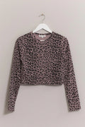 Leopard Print Snap Down Crop Cardigan Dusty Lavender Bazaare Mart HYFVE Animal Print Snap Down Crop Cardigan