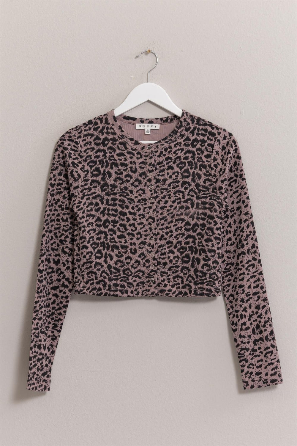 Leopard Print Snap Down Crop Cardigan