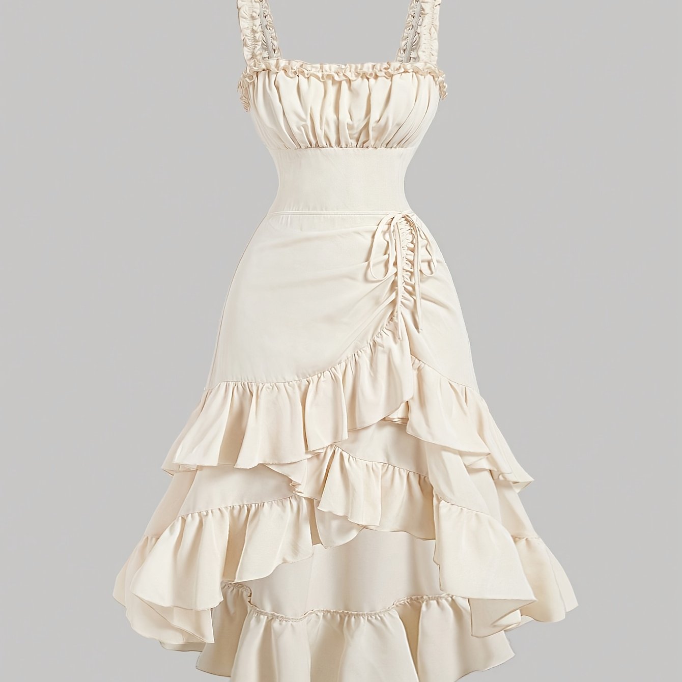 Romantic Multi-Layer Vintage Ruffled Hem Dress