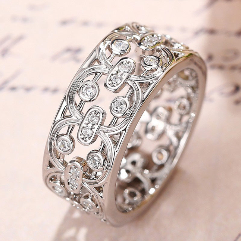Wide Hollow Floral Rings
