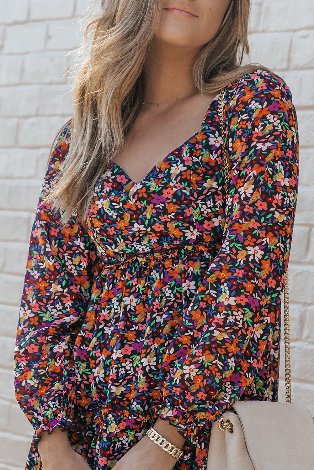 Plus Size V Neck Floral Long Sleeve Blouse or Dress