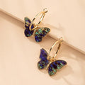 Colorful Drop Butterfly Hoop Earrings Blue Bazaare Mart Butterfly Earrings