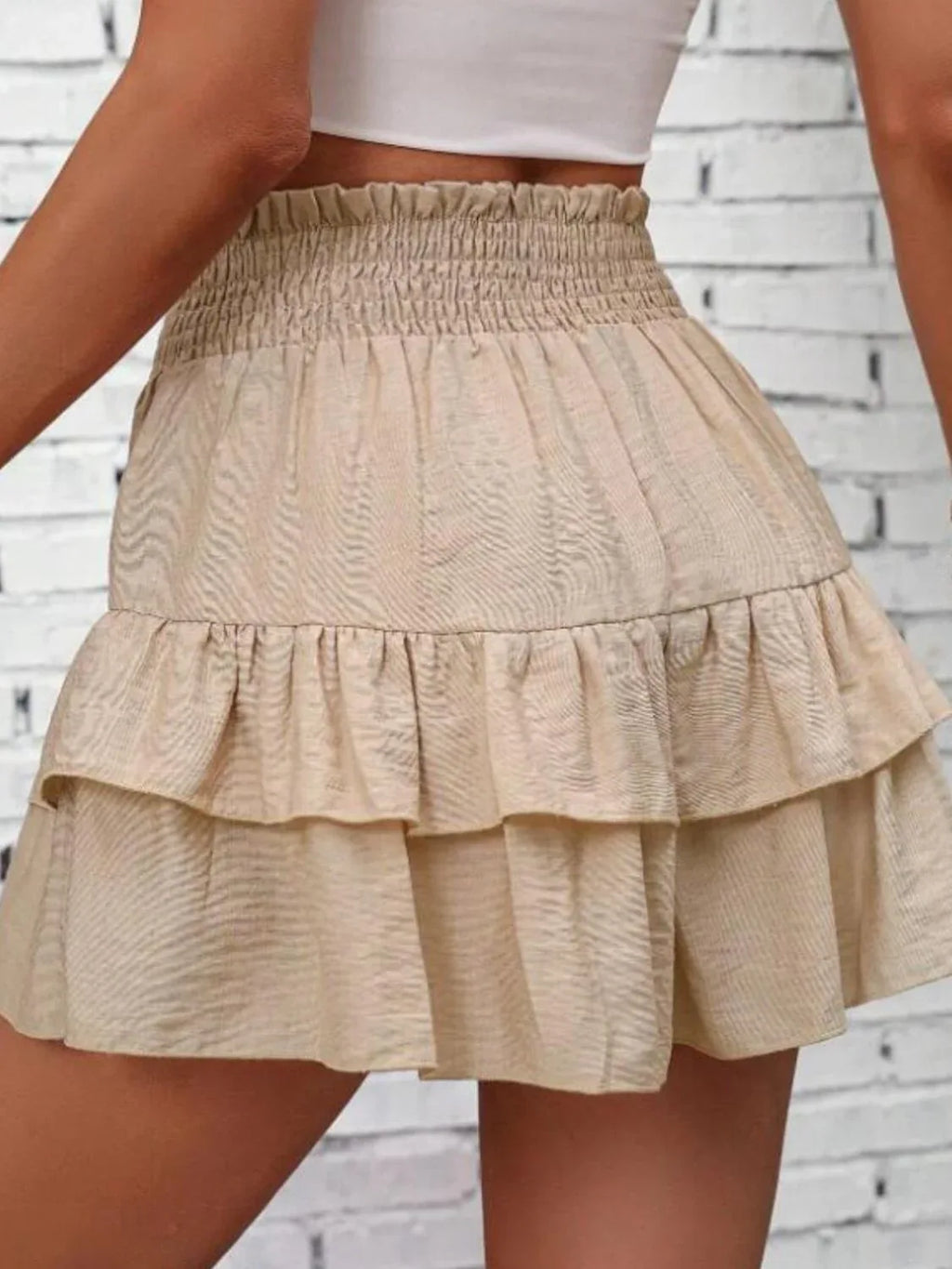 Smocked Layered Skort Trendsi Smocked Layered Shorts