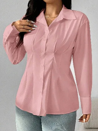 Long Sleeve Solid Color Fitted Blouse Bazaare Mart Long Sleeve Solid Color Fitted Blouse