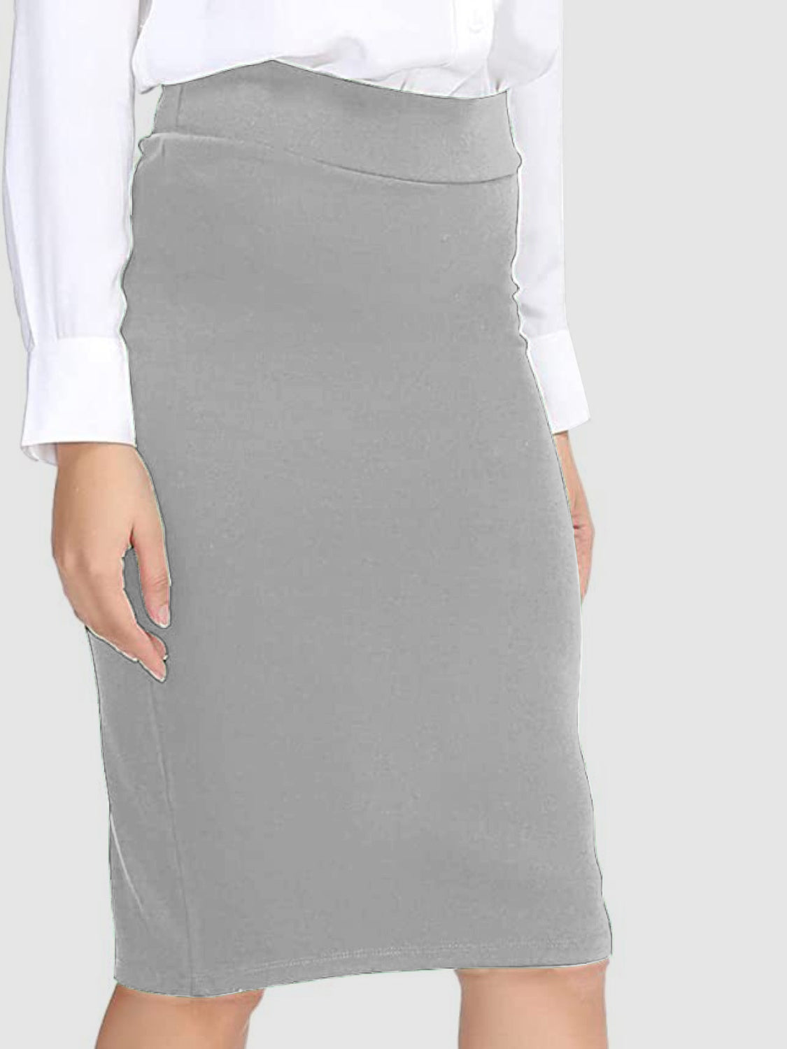 Grey High Waist Wrap Pencil Skirt