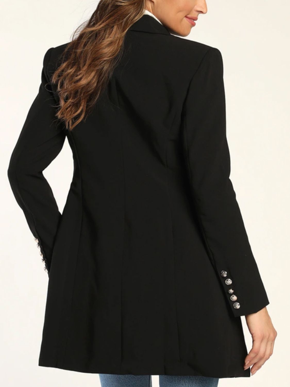 Double Breast Lapel Collar Long Sleeve Blazer