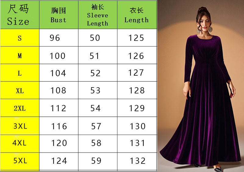 Elegant Velvet Long Sleeve Evening Gown