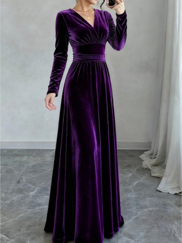 Purple Velvet Evening Gown