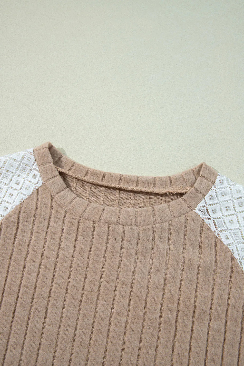 Parchment Floral Patchwork Long Sleeve Ribbed Blouse Bazaare Mart Tops/Blouses & Shirts