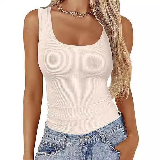 Ribbed Slim-fit Tank Top Apricot CJ Dropshipping Ribbed Tank Top
