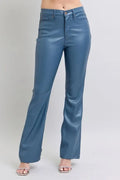 Judy Blue High Waist Tummy Control Faux Leather Bootcut Pants BLUE Bazaare Mart Judy Blue Full Size High Waist Tummy Control Faux Leather Pants