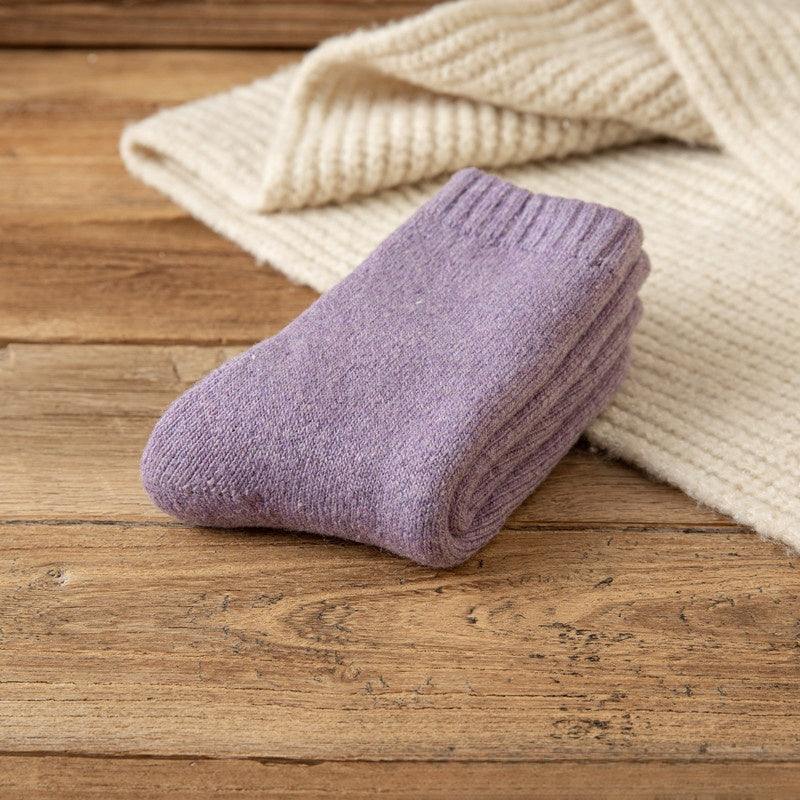 Purple Winter Warm Padded Extra Thick Fleece Lined Middle Tube Socks