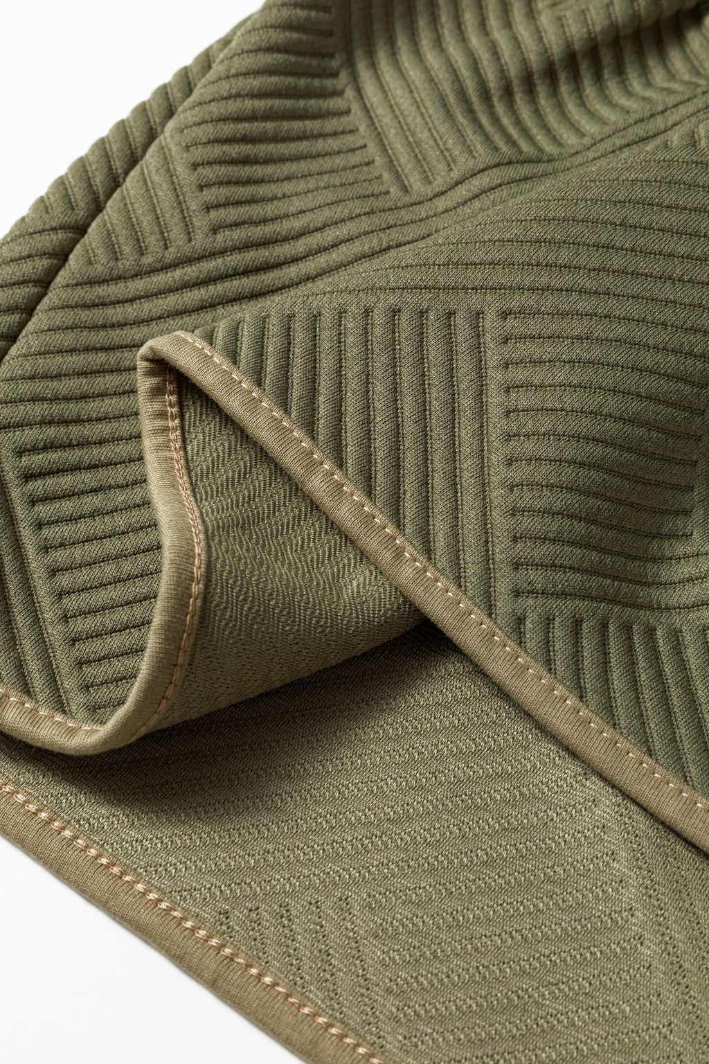 Sage Green Textured Mini Dress – Quarter-Zip Ruffle Hem