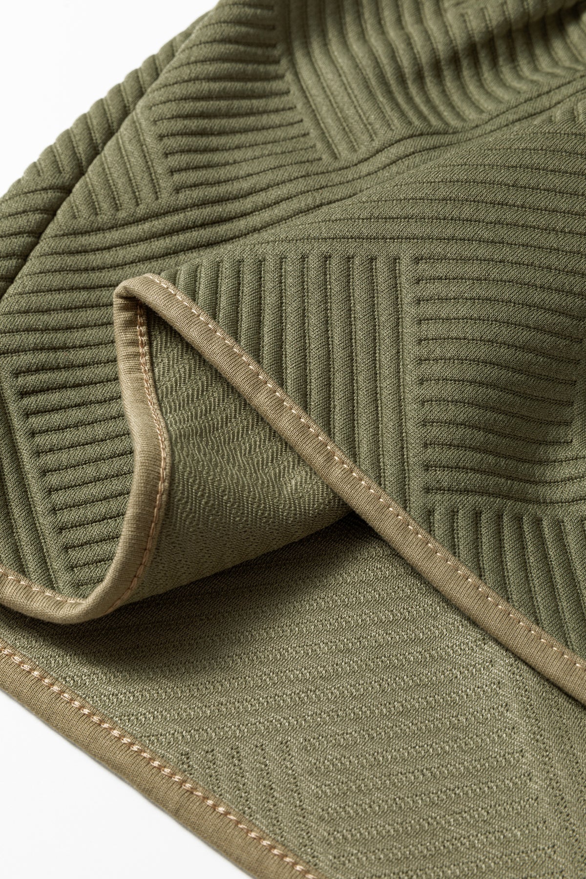 Sage Green Textured Mini Dress – Quarter-Zip Ruffle Hem