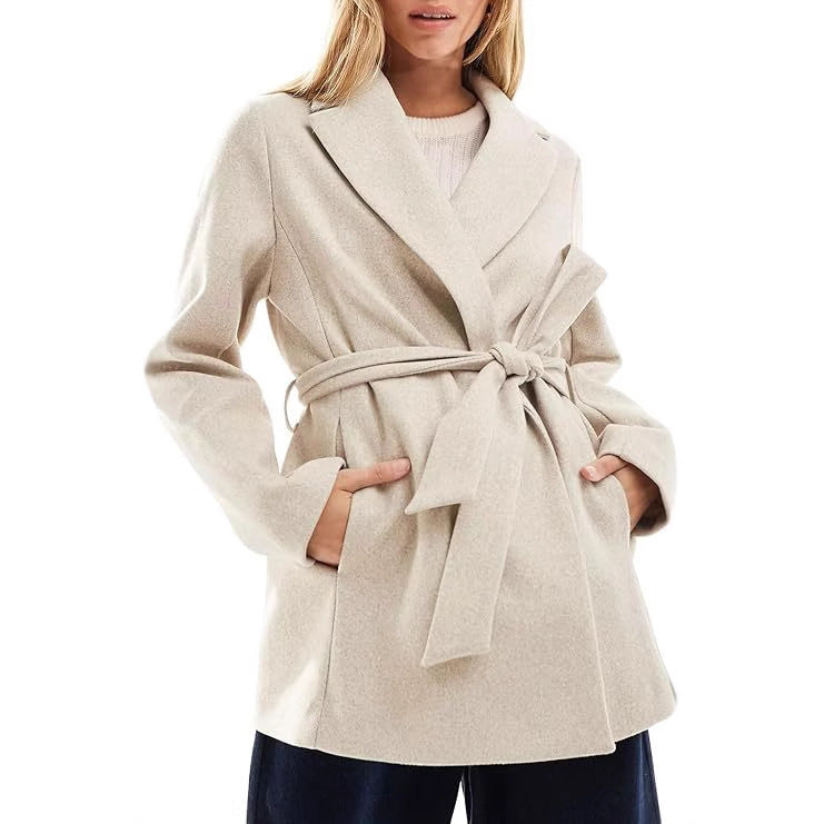 Beige wrap coat 