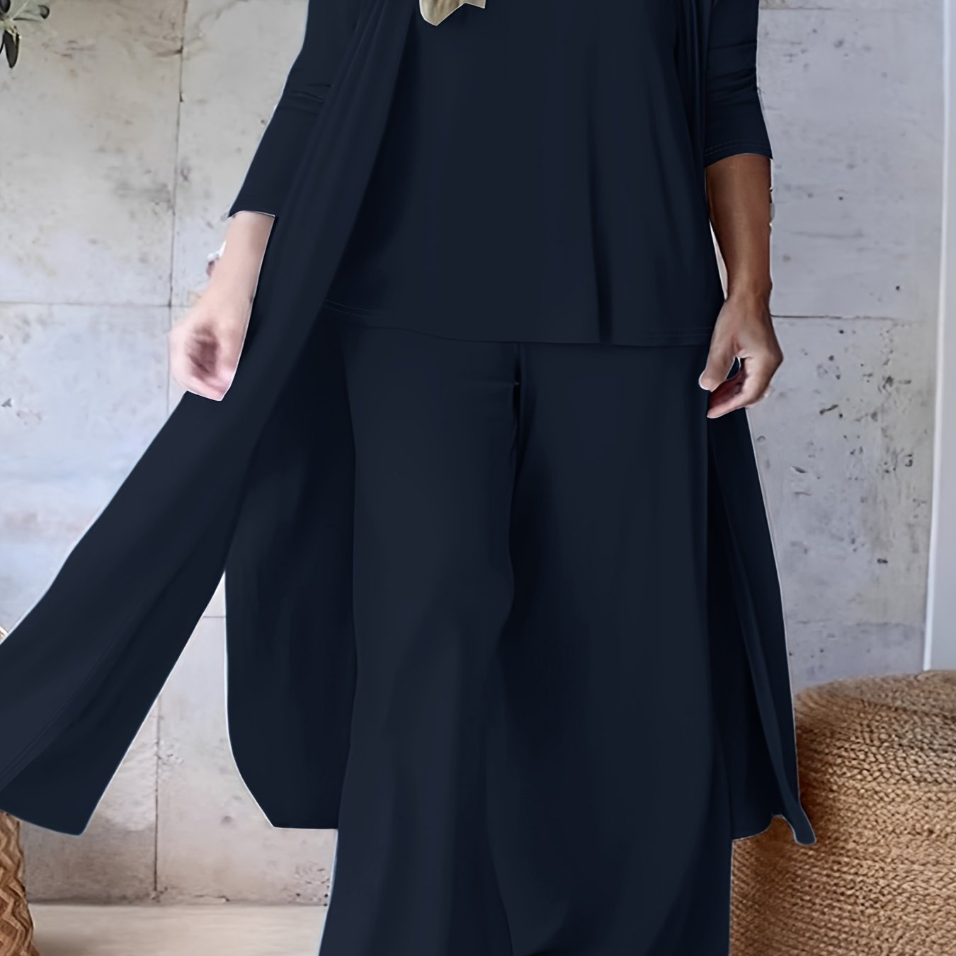 Billowy Plus Size 3pcs Pants Set