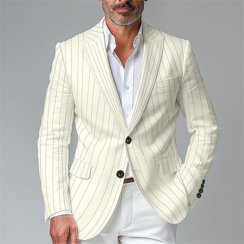 Men's Striped Two Button Blazer