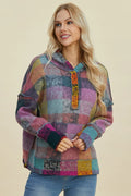 Plaid Dropped Shoulder Hoodie Heliotrope Purple Bazarre Mart Plaid Dropped Shoulder Hoodie