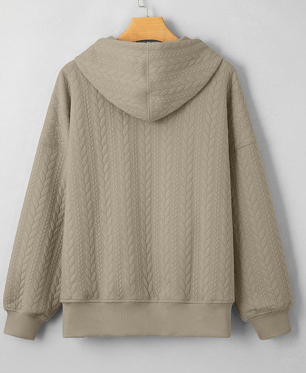 Twist Texture Solid Color Casual Hoodie Sweater