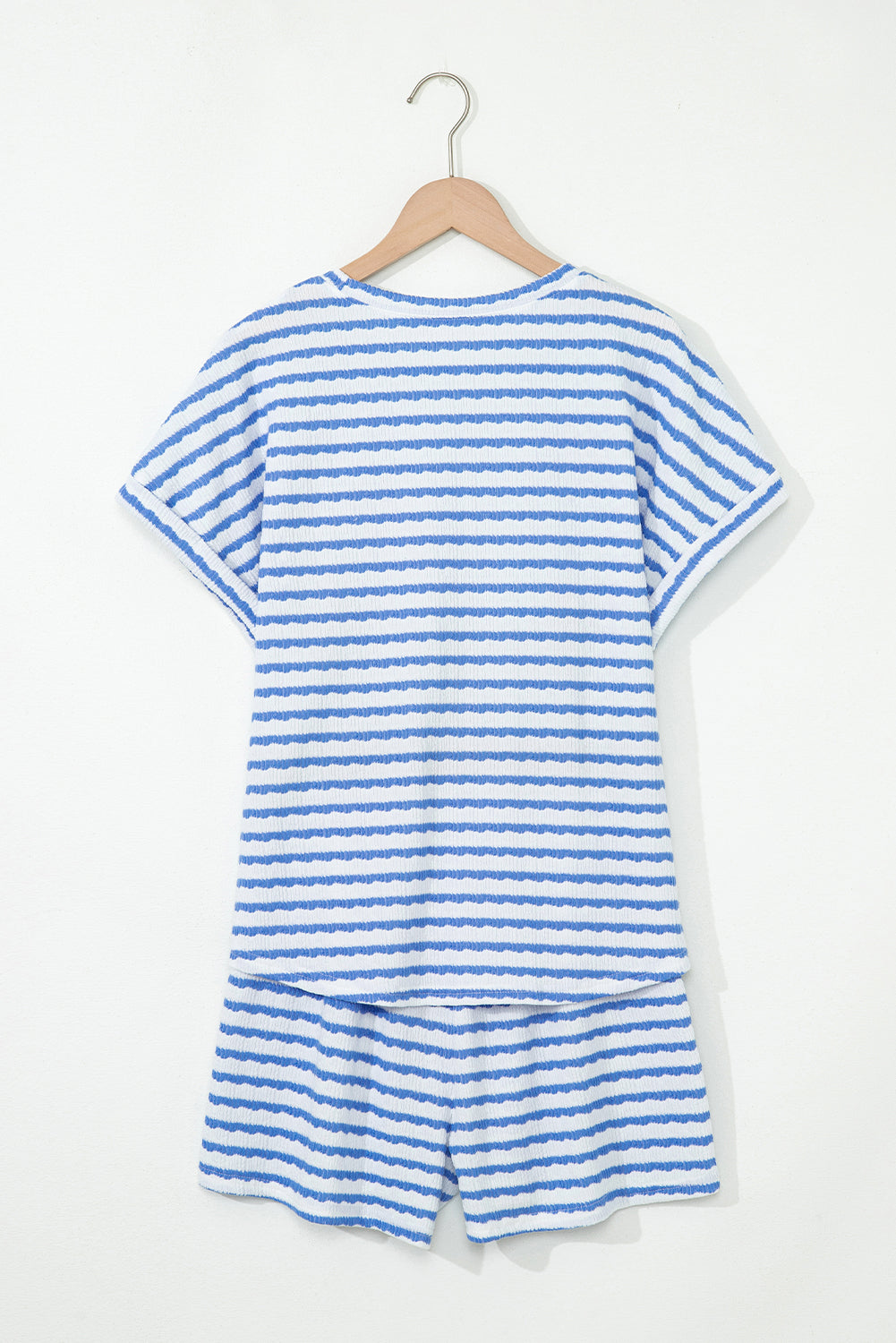 Blue Striped Shorts Set