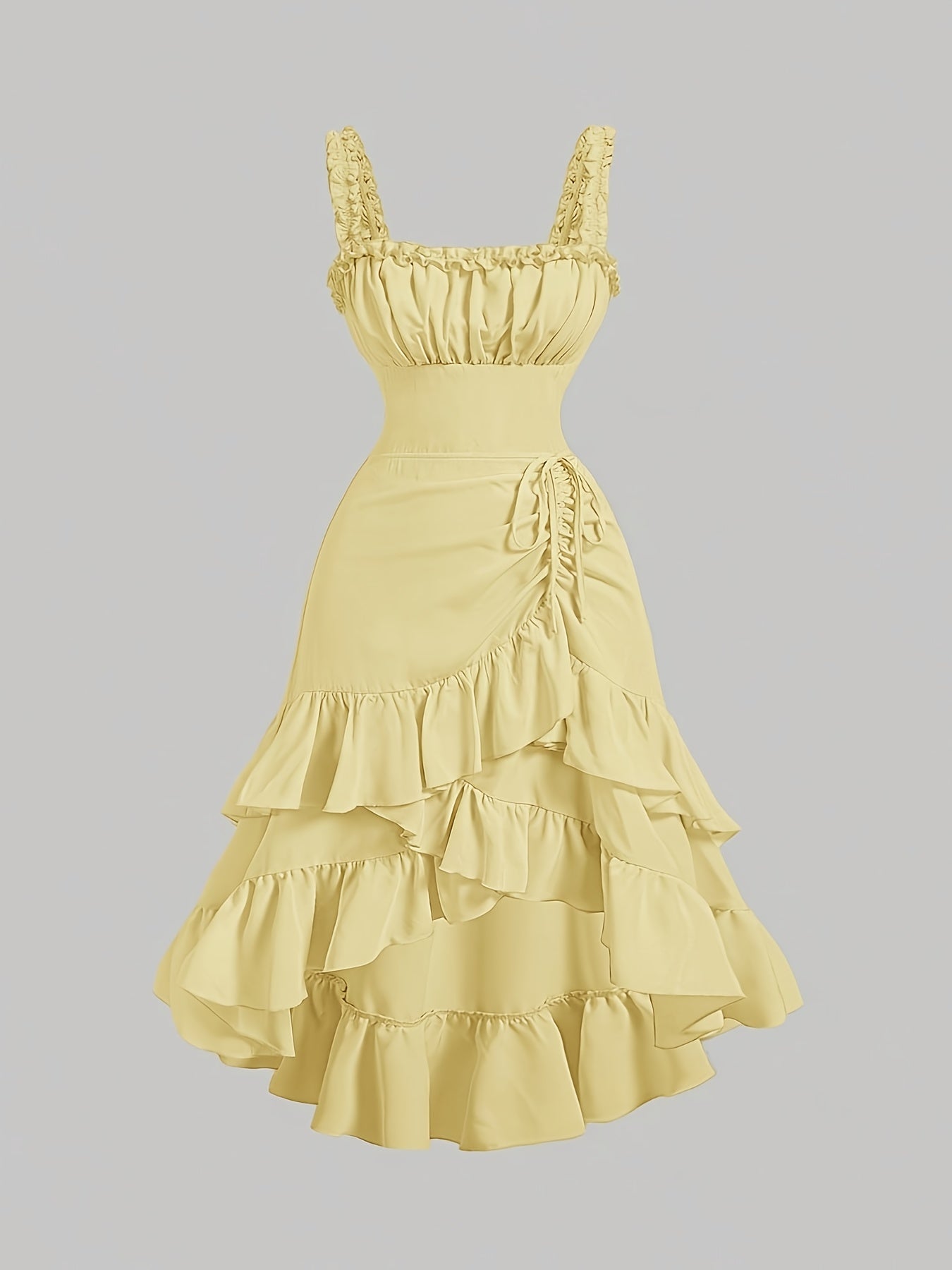 Romantic Multi-Layer Vintage Ruffled Hem Dress