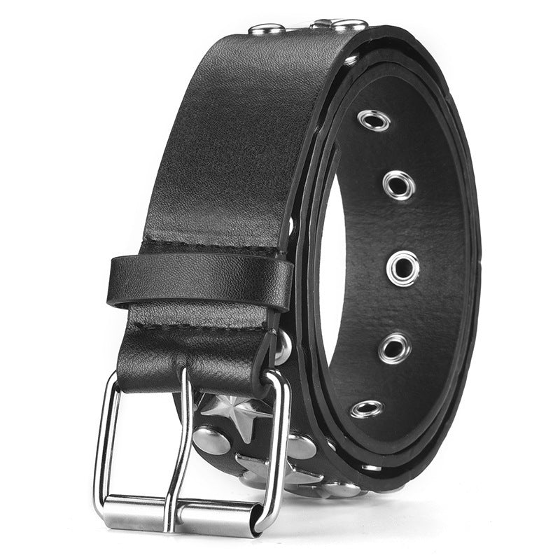 Star Embellished Black PU Belt