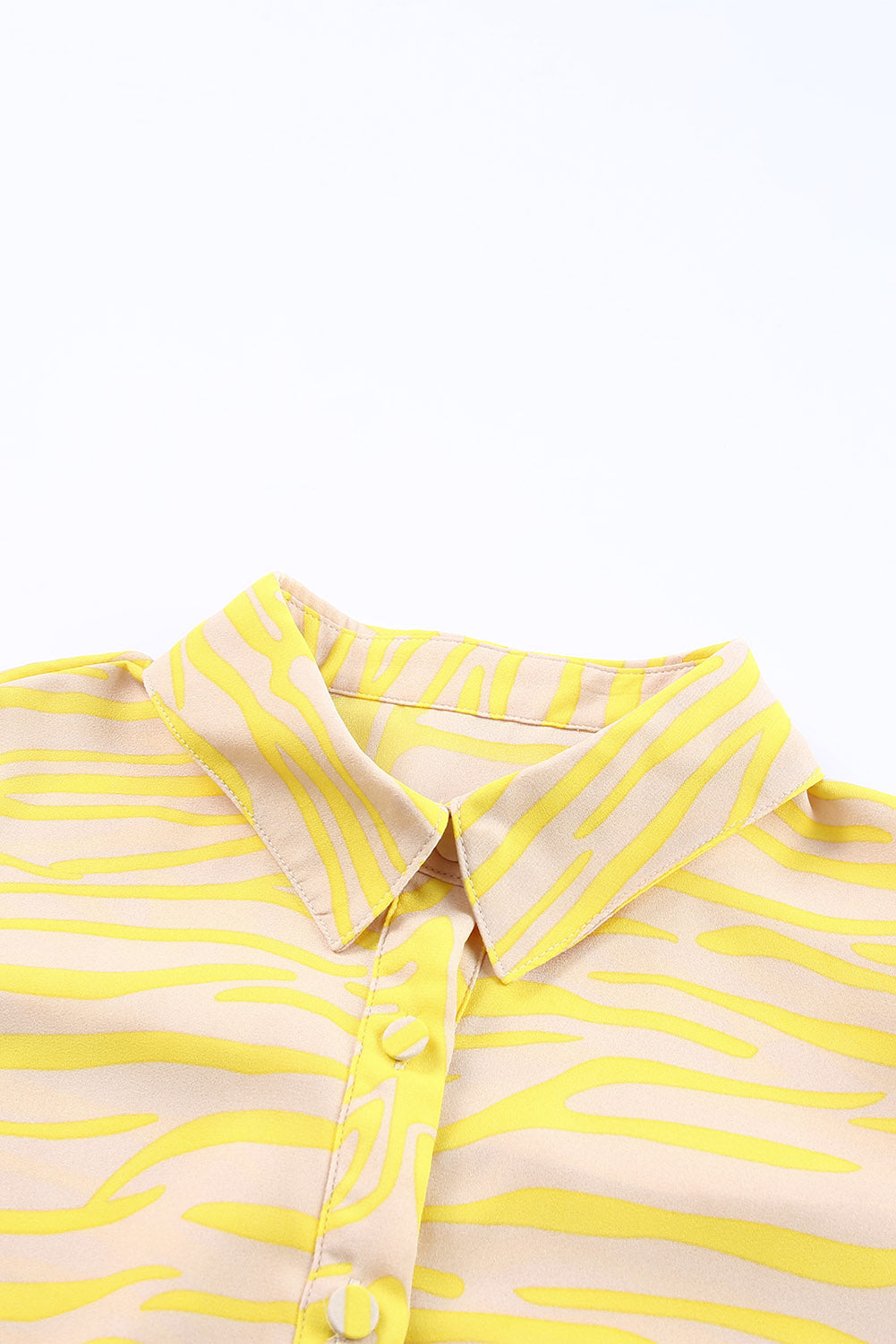 Yellow Zebra Stripes Print Lantern Sleeve Shirt