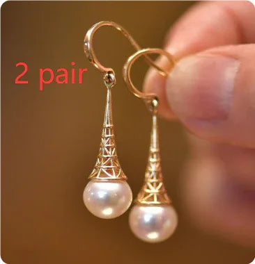 Normcore Simple Hollow Pearl Earrings Bazaare Mart Pearl Dangle Earrings