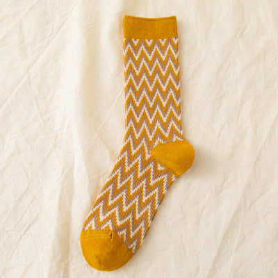 Yellow Zig Zag Pattern Socks