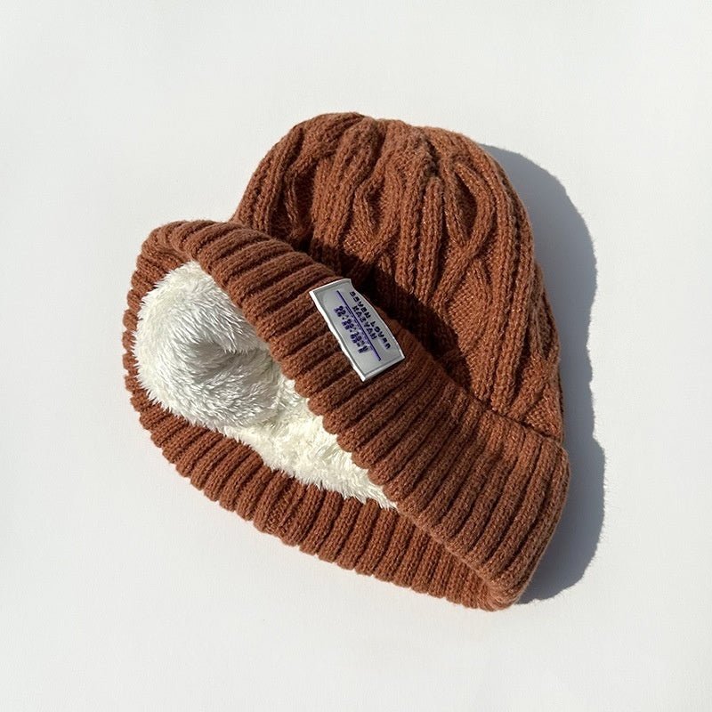 Cable Knit Fleece Lined Cap - Bazaare Mart