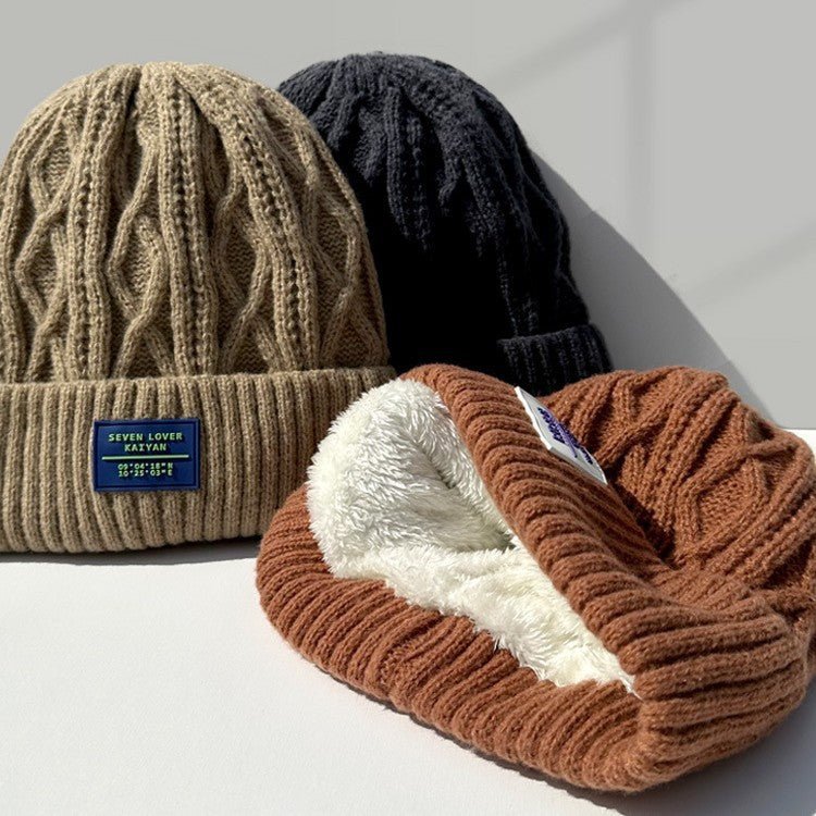 Cable Knit Fleece Lined Cap - Bazaare Mart