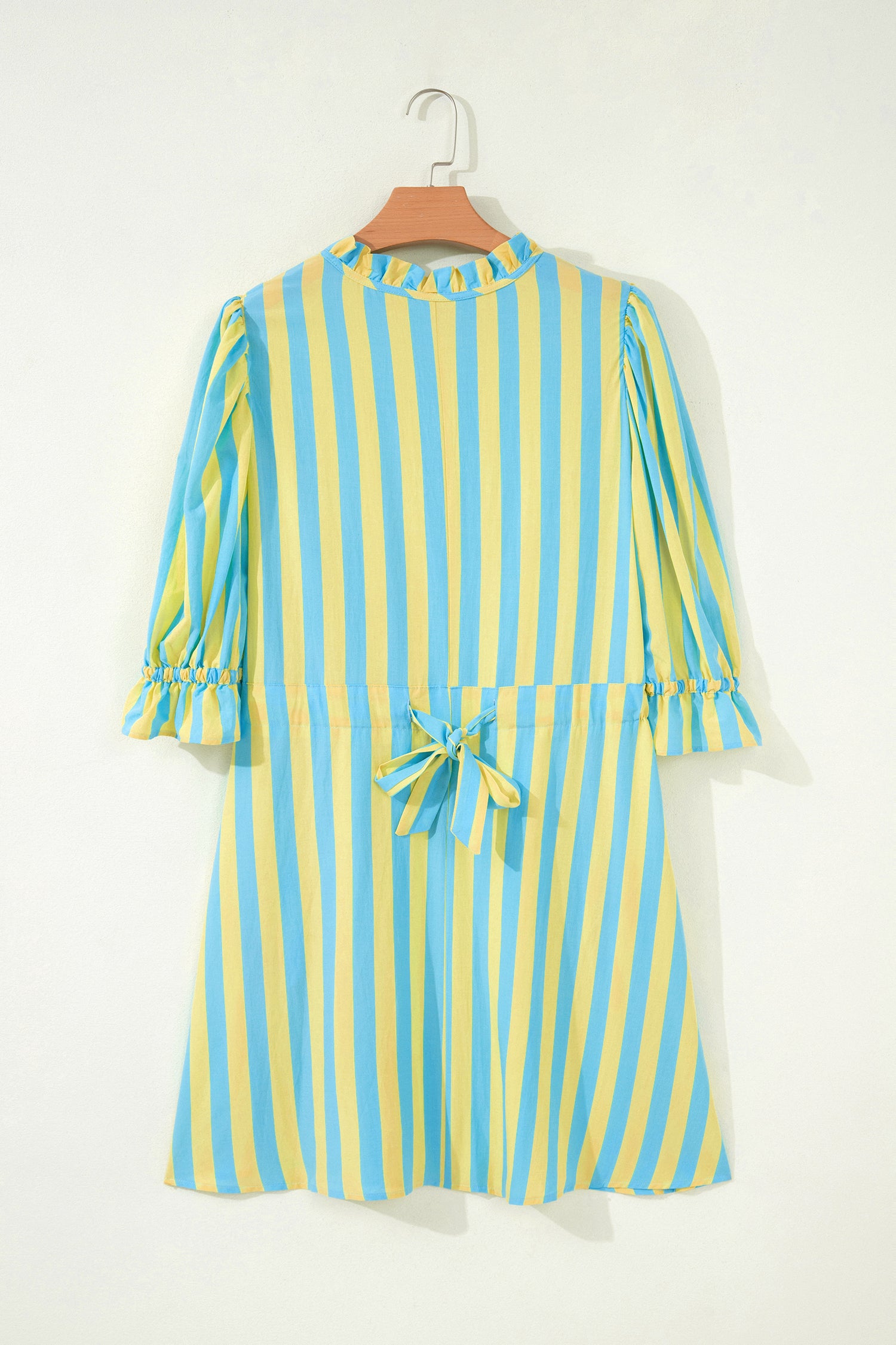 Striped Puff Sleeve Mini Dress – Half Button Loose Fit Summer Dress Dear-Lover Dropshipping Dresses/Mini Dresses