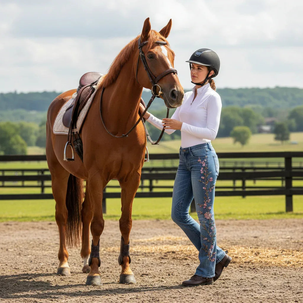 Retro Floral Embroidered Boot Cut Jeans Blue Bazaare Mart Embroidered Boot Cut Jeans