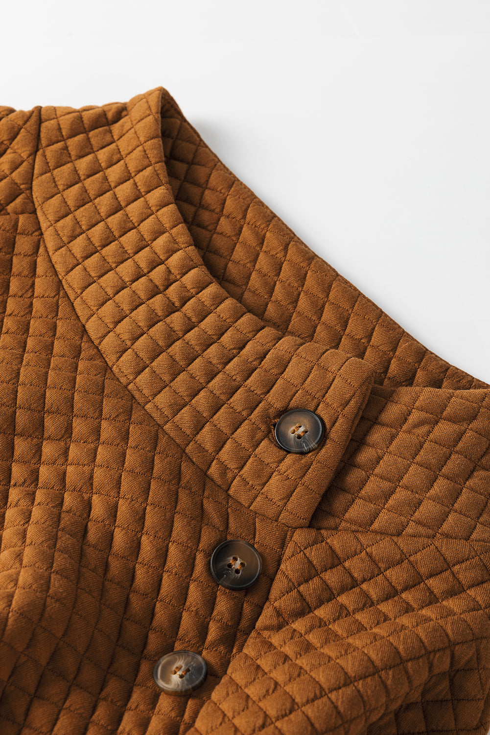 Solid Half Zipper Quilted Pullover Sweatshirt