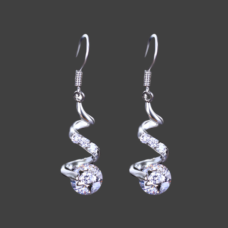 Purple Zircon Spiral Ear Hook Earrings