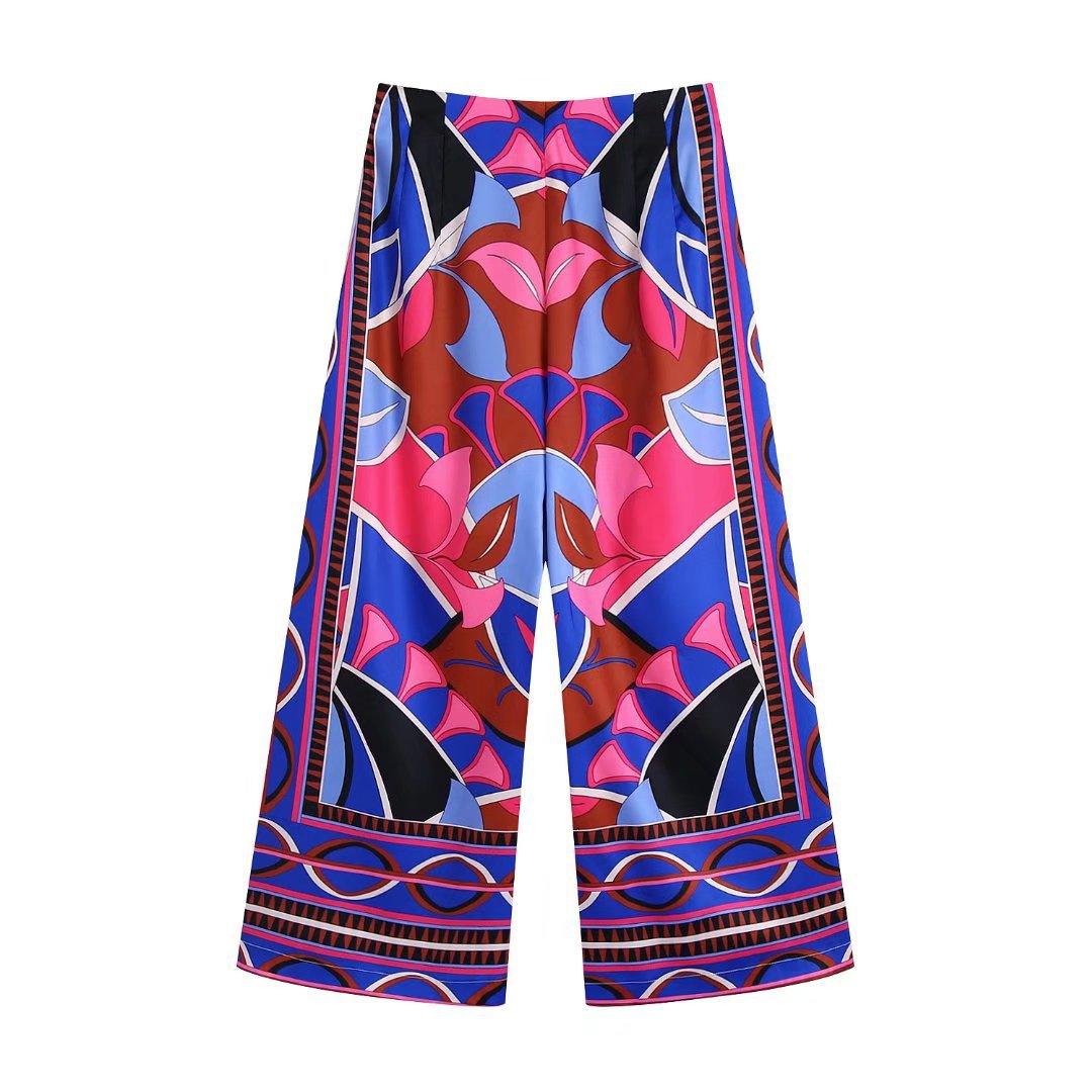 Women’s Retro Abstract Print Matching Blouse & Skirt/Shorts/Pants Trousers CJ Dropshipping Floral 4pc. Summer Outfit