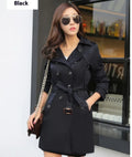 Women's Fashion Double Breasted Trench Coat Black Bazaare Mart Double Breasted Trench