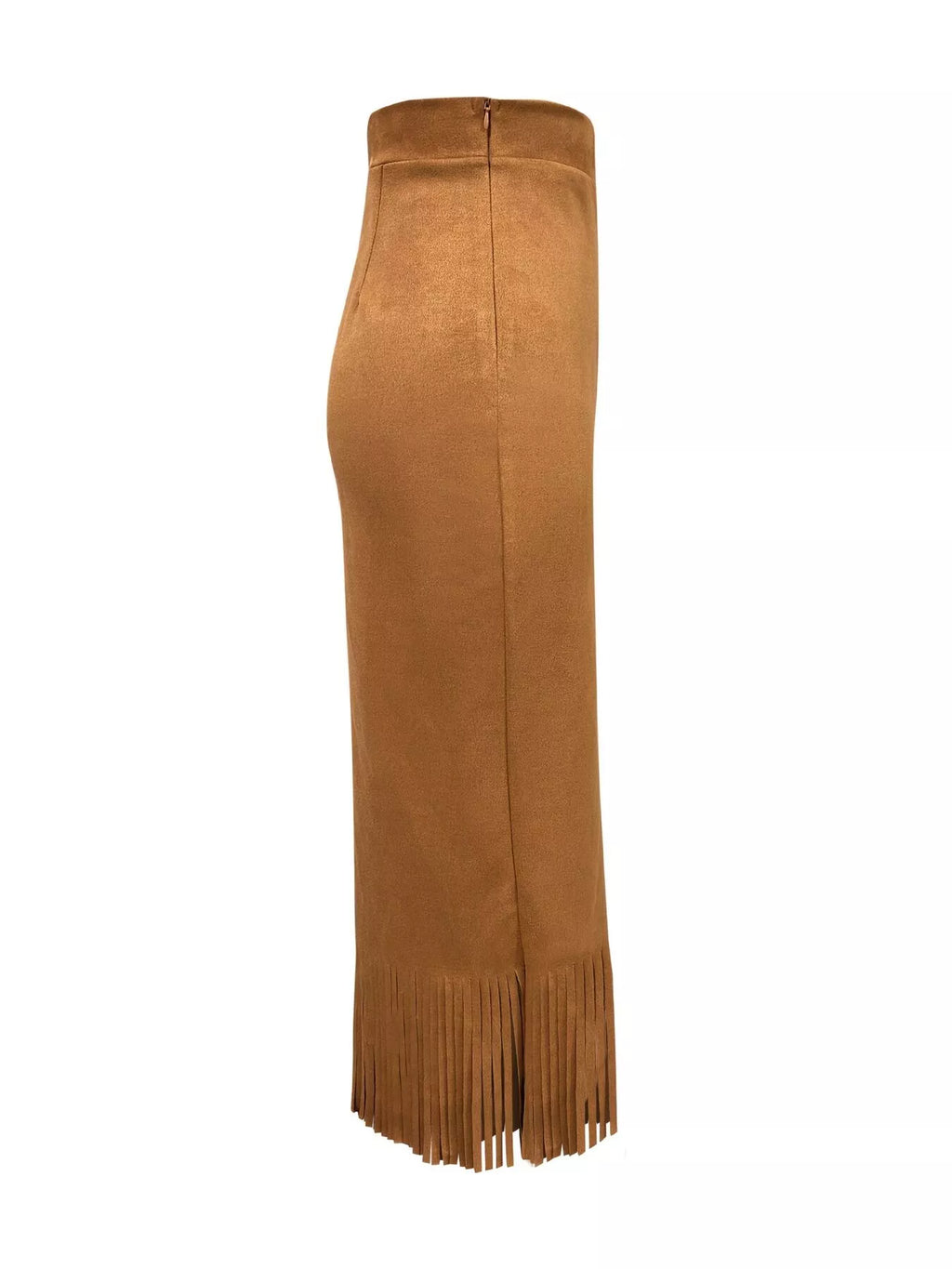Suede Fringe Midi Skirt Trendsi Suede Fringe Midi Skirt