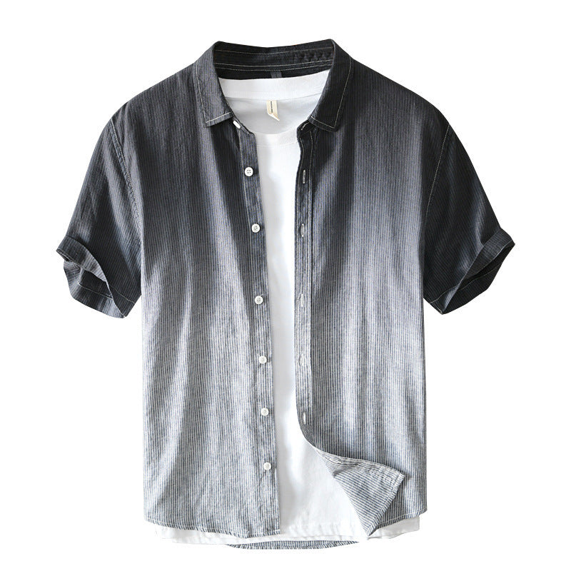 Versatile Men's Casual Striped Breathable Shirt