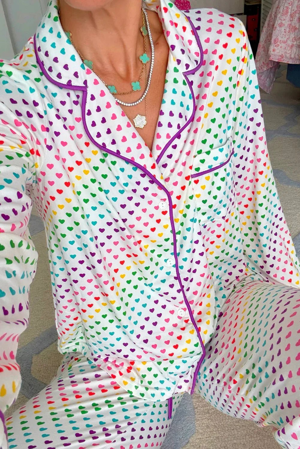 Rainbow Heart Pajama Set Bazaarre Mart Loungewear & Sleepwear/Sleepwear