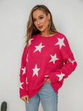 Star Pullover Dropped Shoulder Sweater Red Bazaare Mart Star Sweater